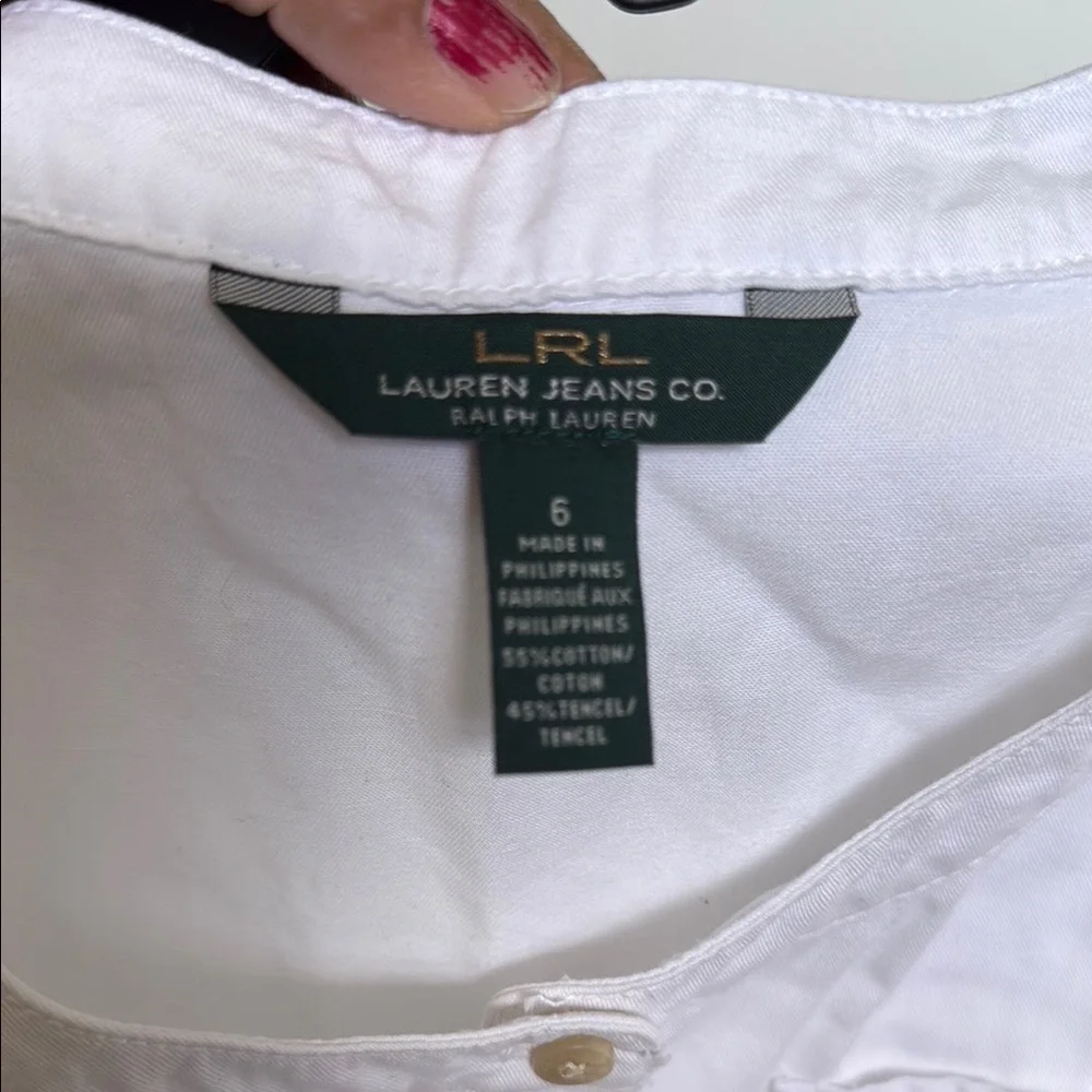 LRL Lauren Jeans Co.White Button-Up Romper